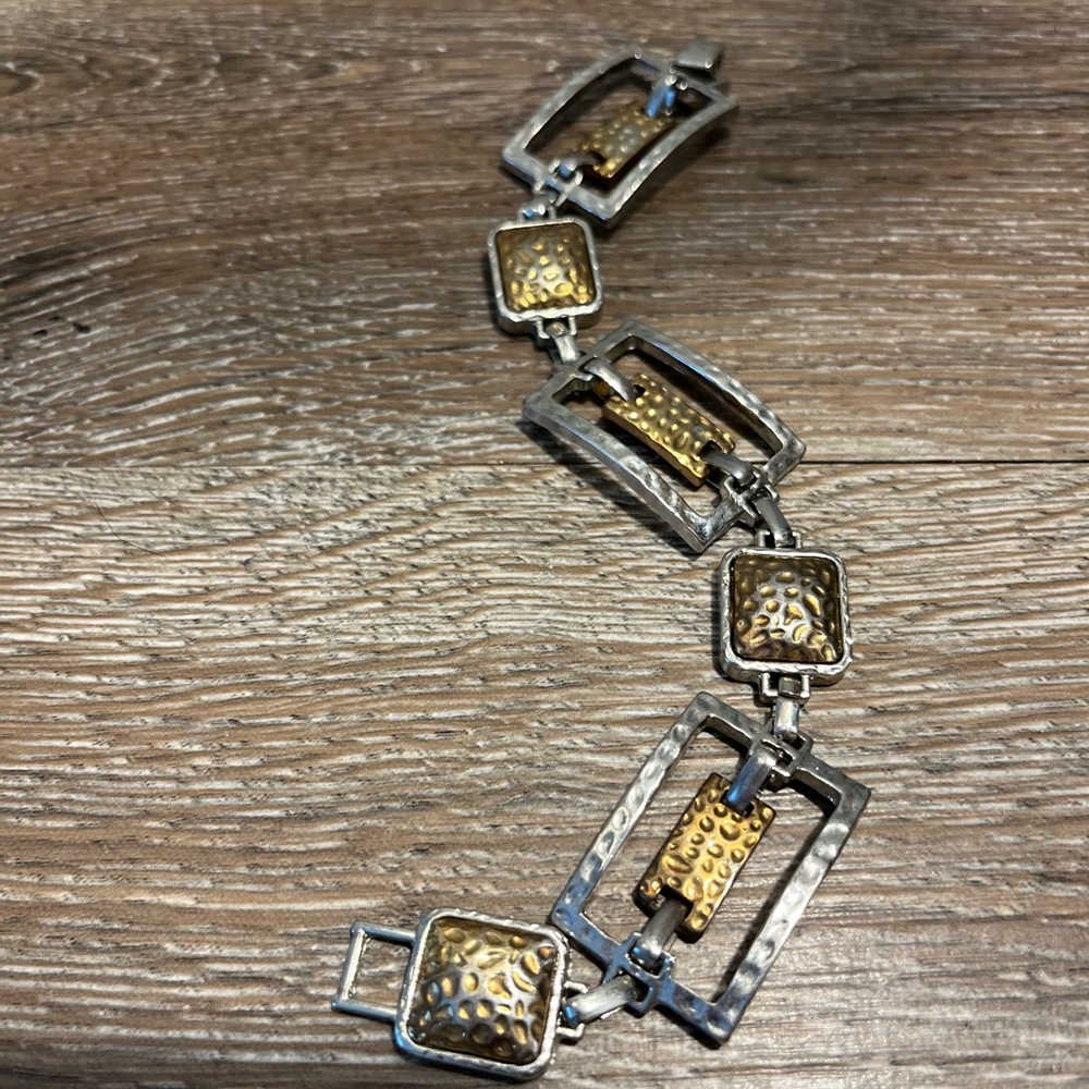 Lia Sophia Hammered silver gold tone bracelet